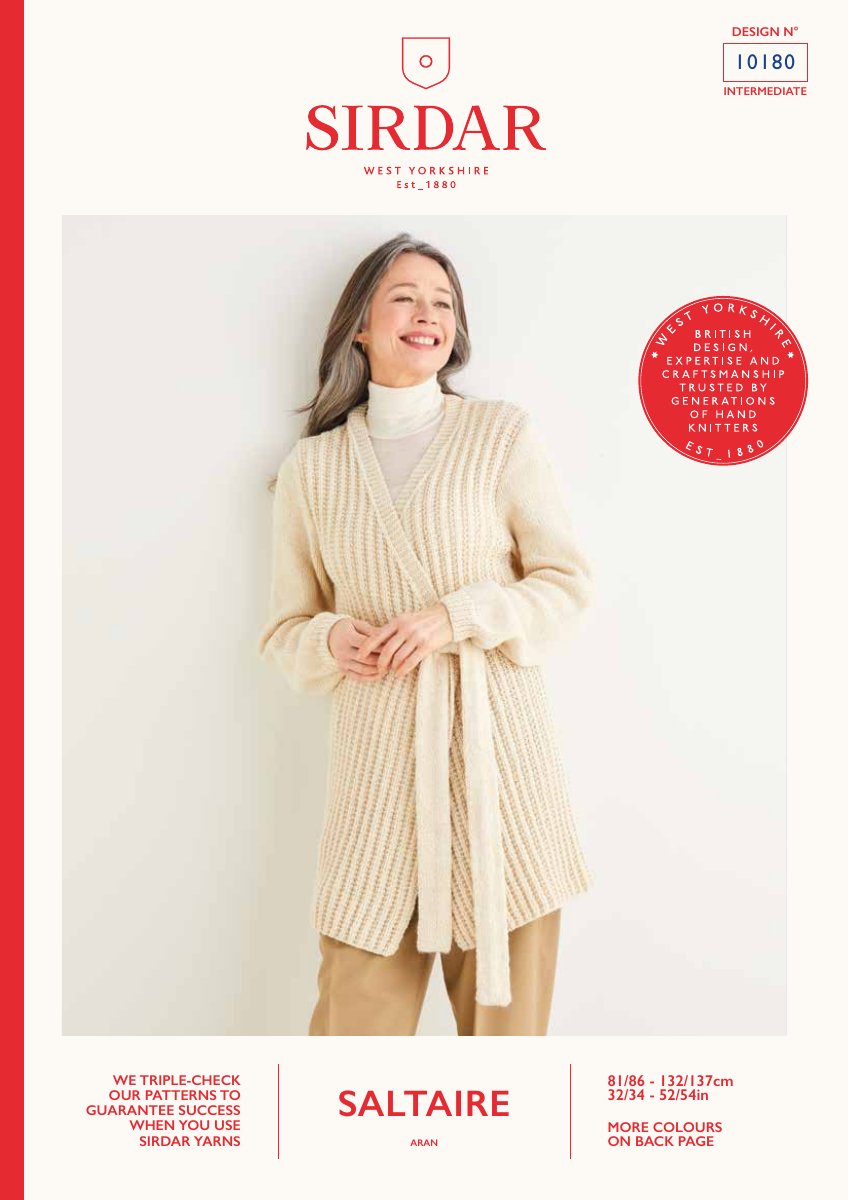 Sirdar 10180 Jacket in Saltaire Aran pattern cover