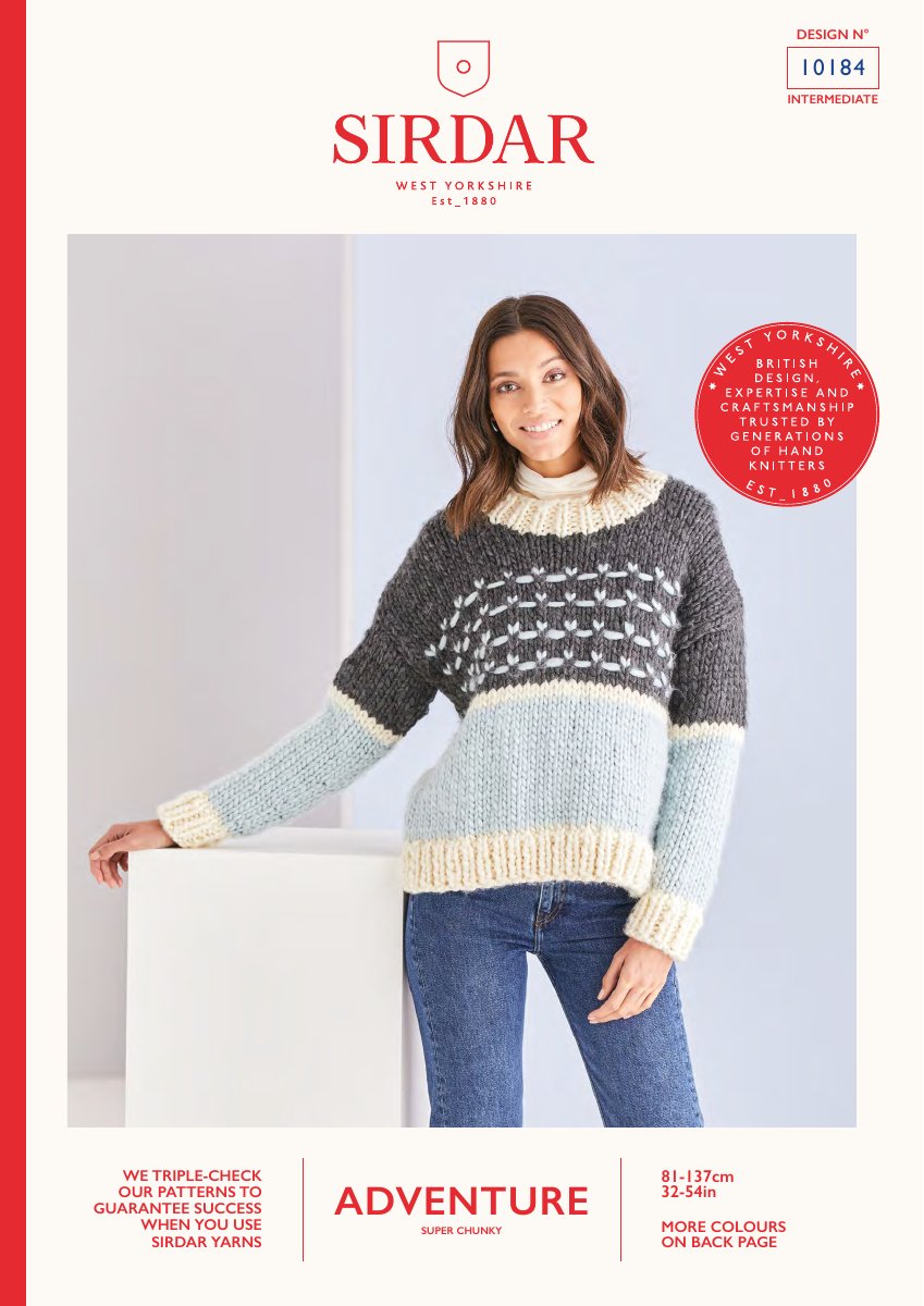 Sirdar 10184 Sweater in Adventure Super Chunky pattern cover