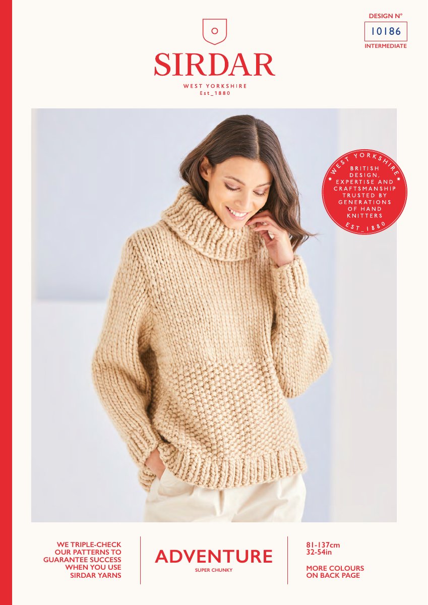Sirdar 10186 Sweater in Adventure Super Chunky pattern cover