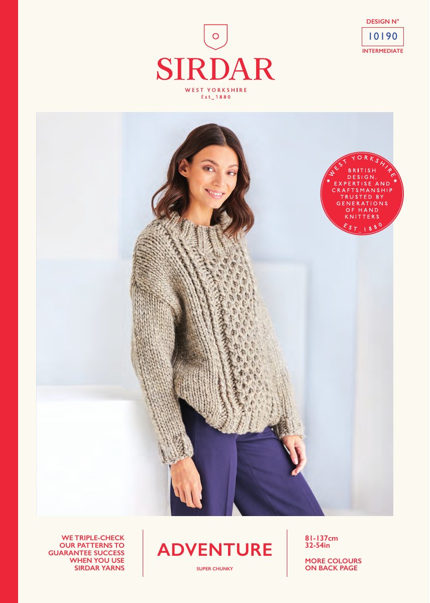 Sirdar 10190 Sweater in Adventure Super Chunky pattern cover