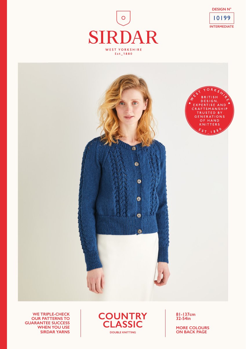 Sirdar 10199 Cardigan in Country Classic DK pattern cover