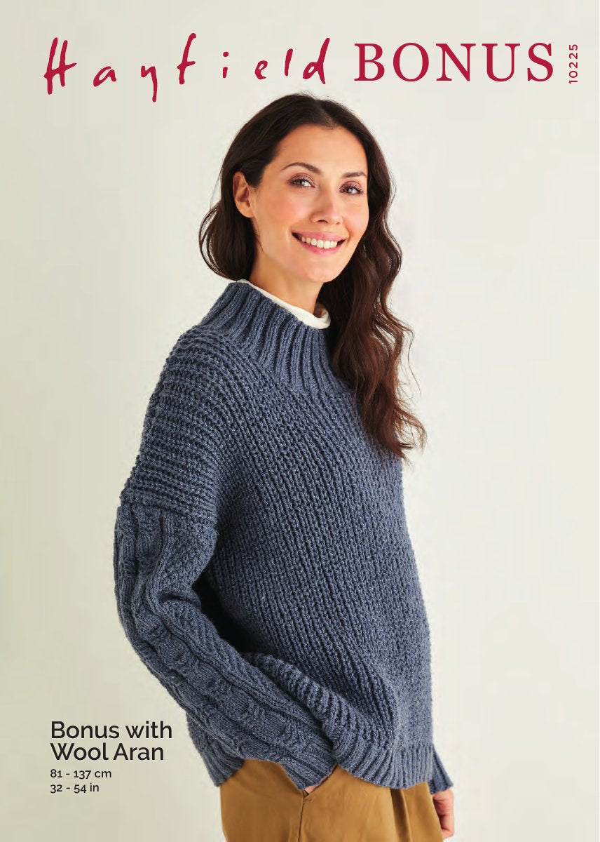 Hayfield 10225 Woman's Sweater in Bonus with Wool Aran pattern cover