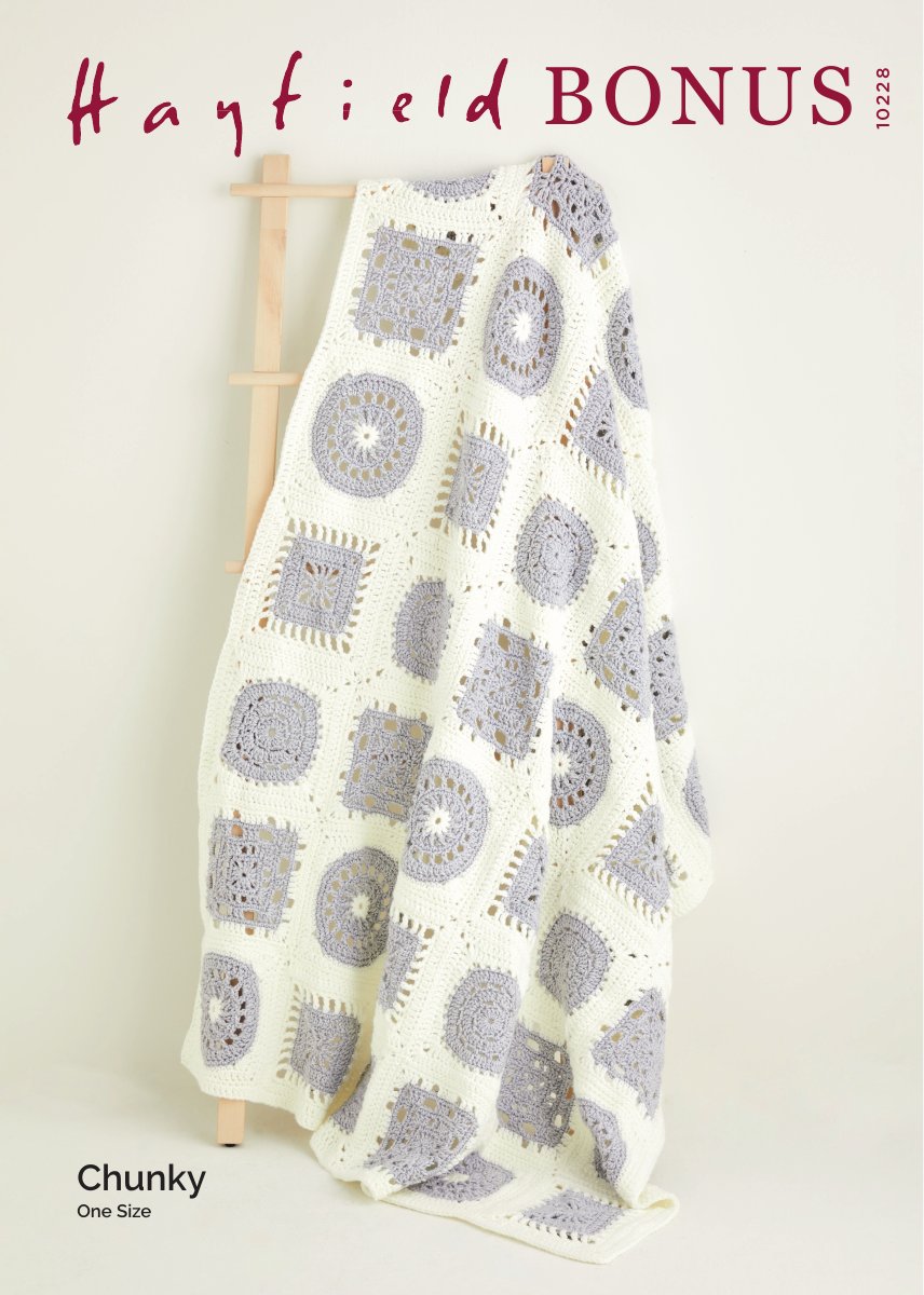 Hayfield 10228 Blanket in Bonus Chunky pattern cover
