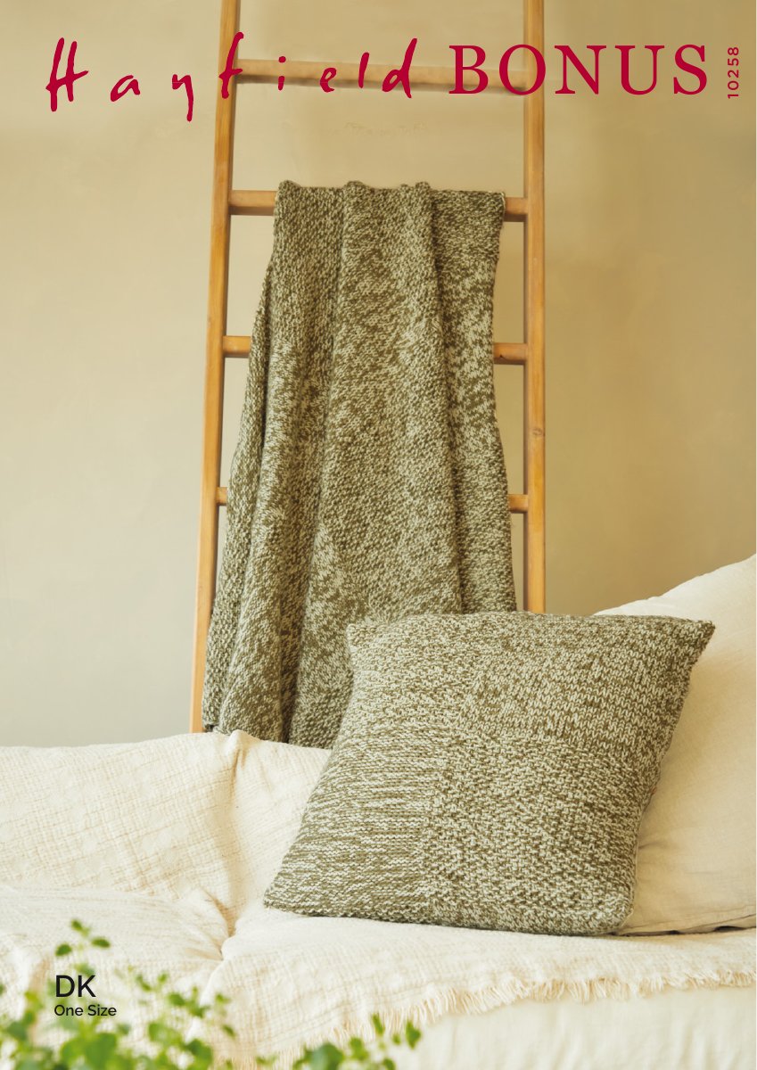 Hayfield 10258 Blanket & Cushion in Bonus DK pattern cover