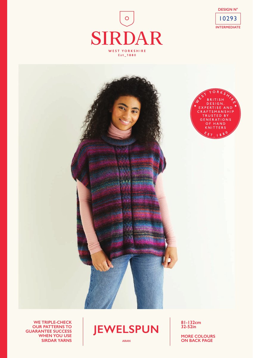 Sirdar 10293 Pattern in Jewelspun Aran pattern cover