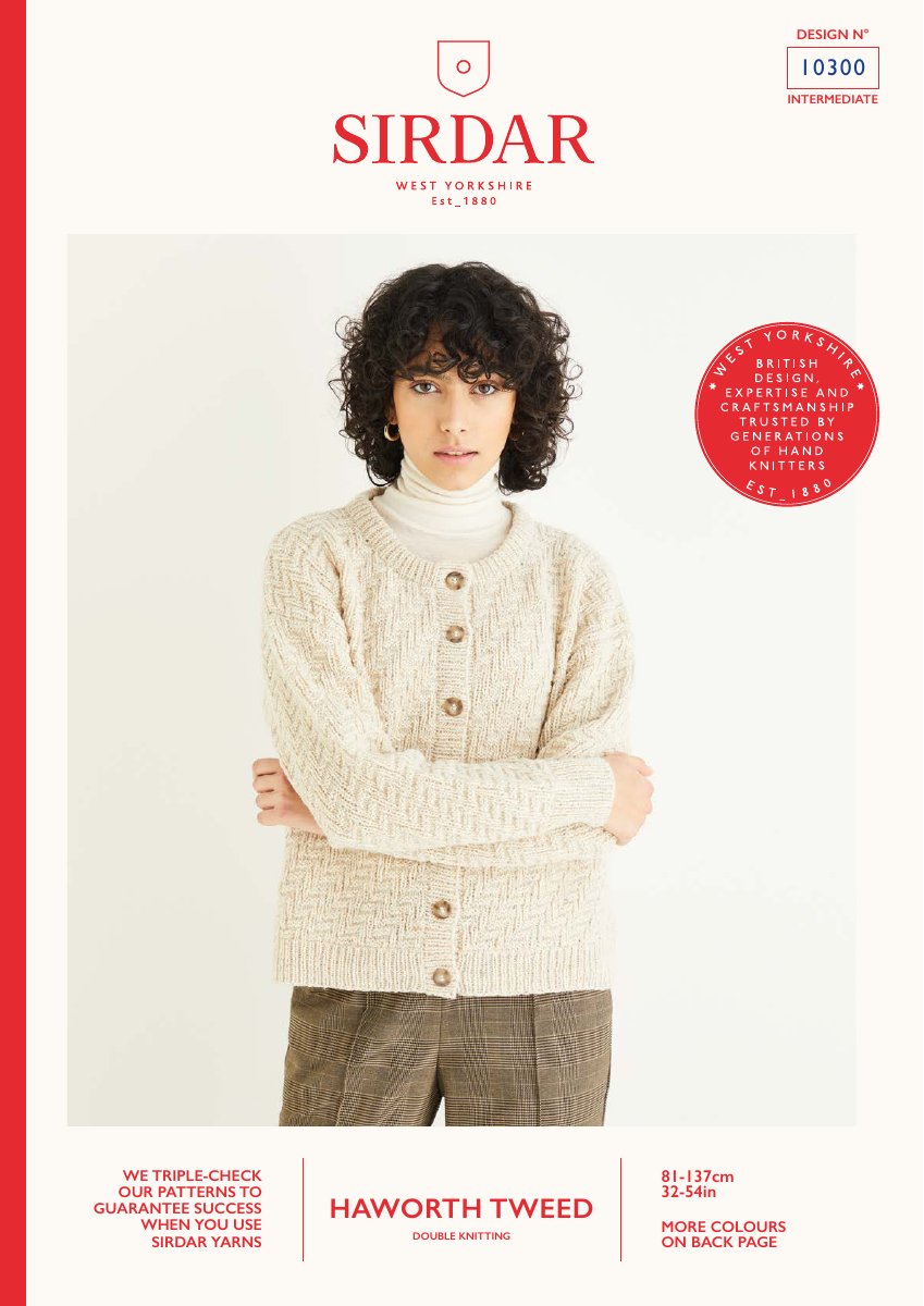 Sirdar 10300 Cardigan in Haworth Tweed DK pattern cover
