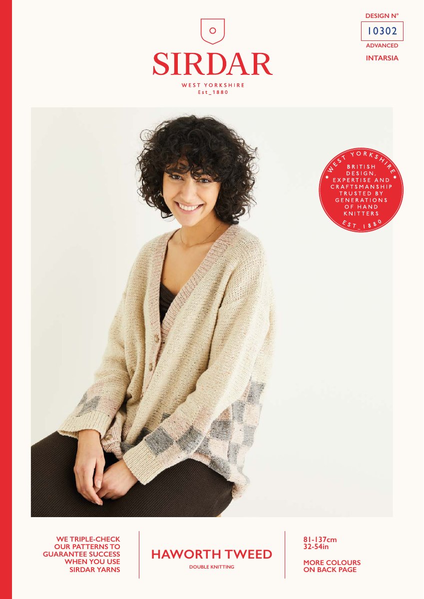 Sirdar 10302 Cardigan in Haworth Tweed DK pattern cover