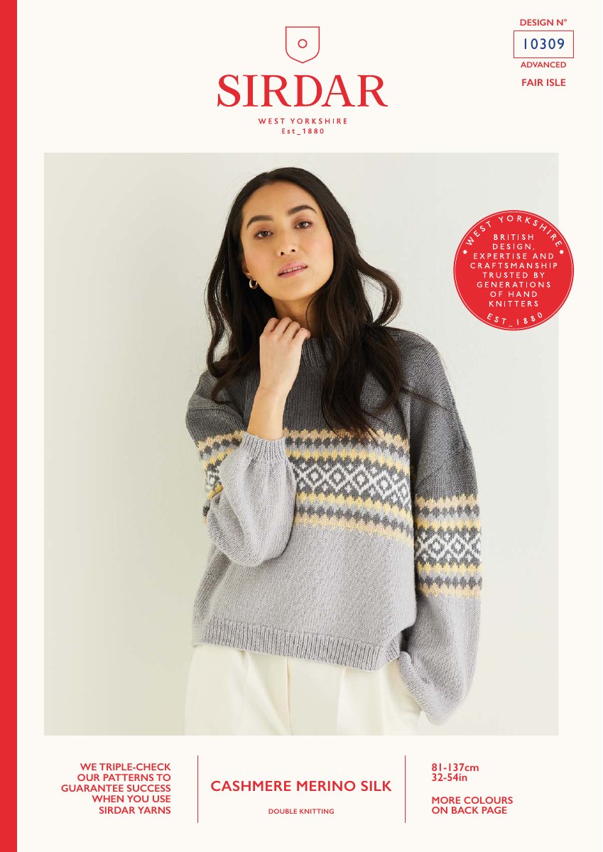 Sirdar 10309 Sweater in Cashmere Merino Silk DK pattern cover