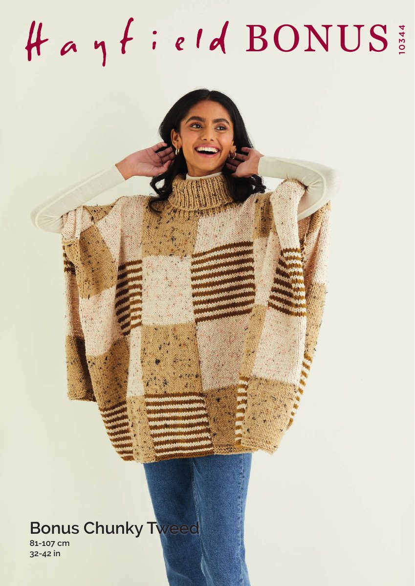 Hayfield 10344 Poncho in Bonus Chunky Tweed pattern cover