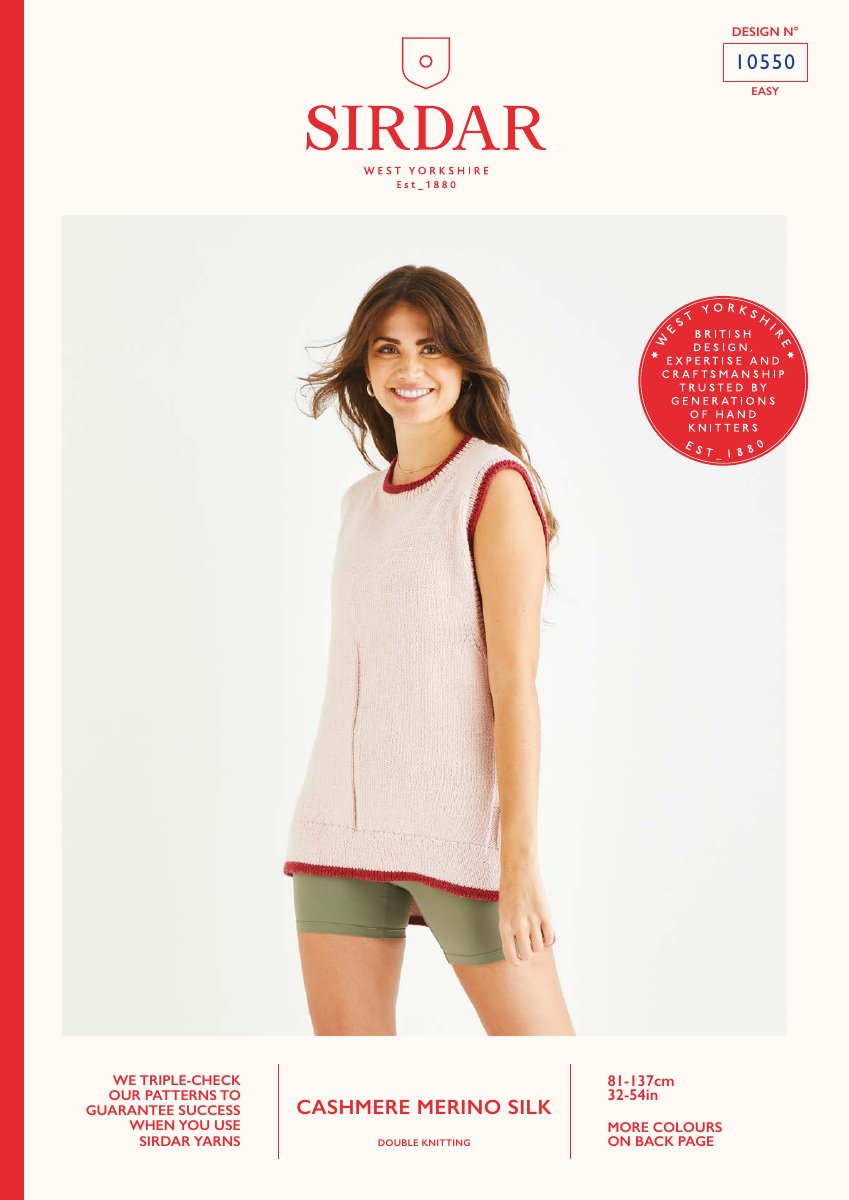 Sirdar 10550 Top in Cashmere Merino Silk DK pattern cover