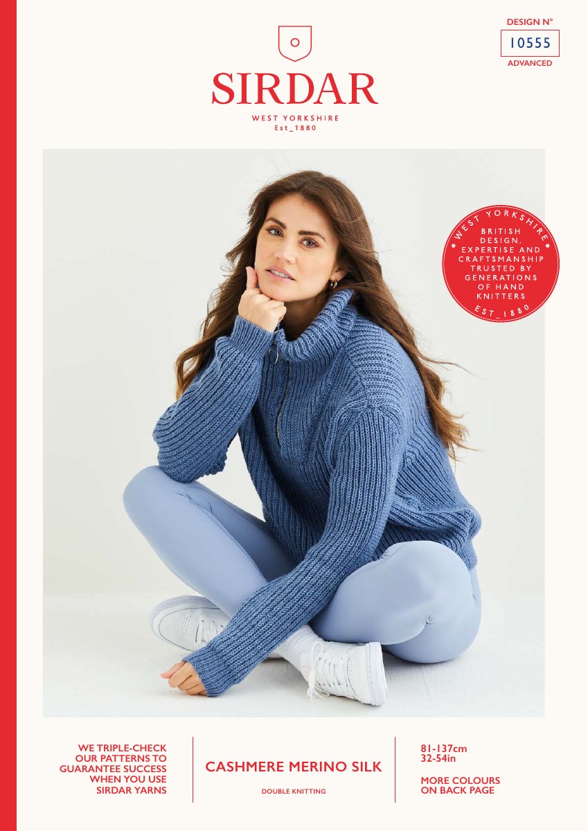Sirdar 10555 Sweater in Cashmere Merino Silk DK pattern cover