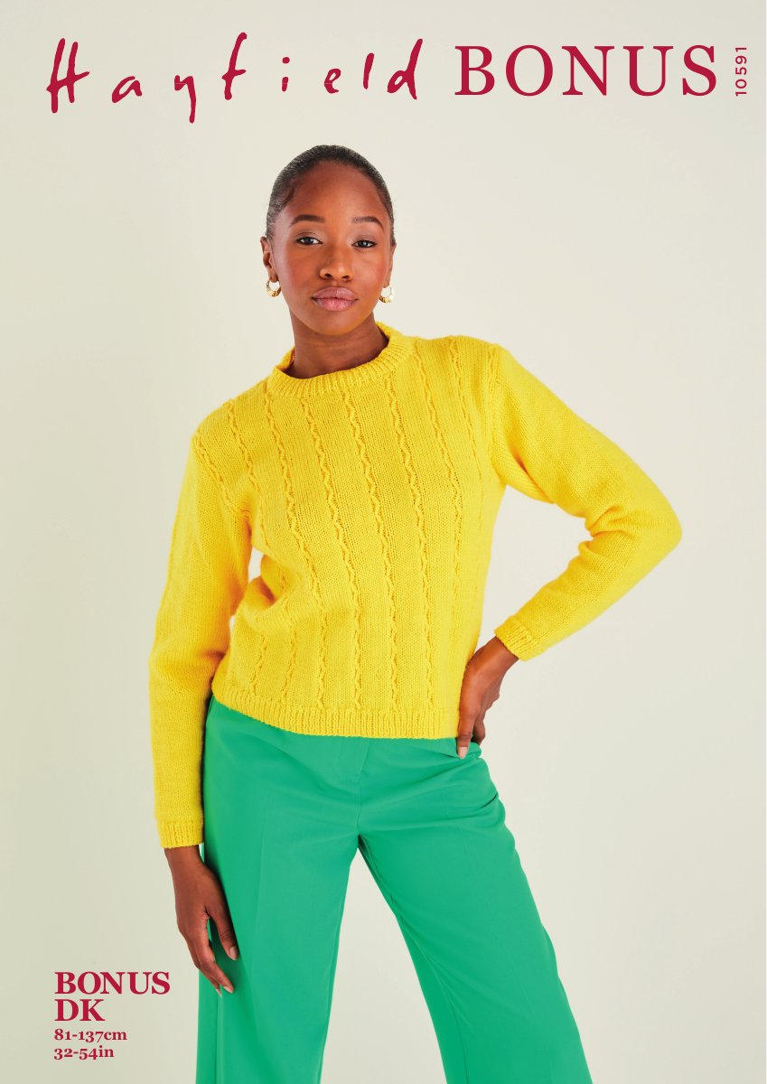 Hayfield 10591 Sweater in Bonus DK pattern cover