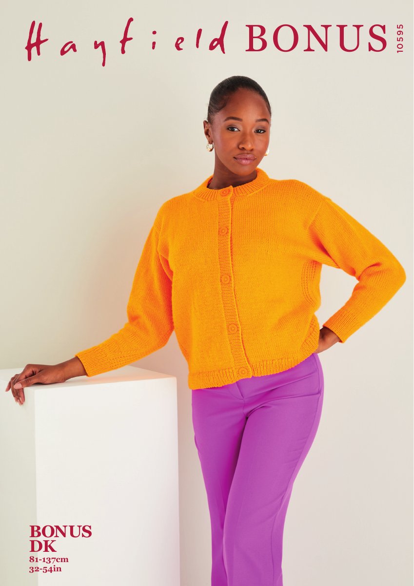 Hayfield 10595 Cardigan in Bonus DK pattern cover