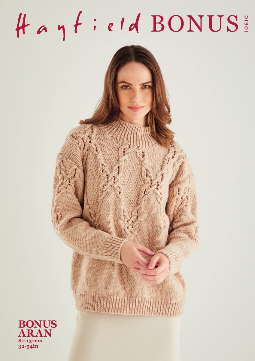 Hayfield 10610 Sweater in Bonus Aran pattern cover