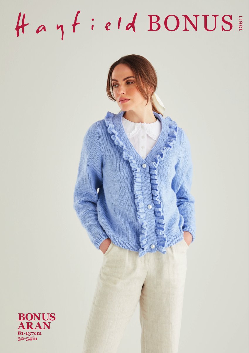 Hayfield 10611 Cardigan in Bonus Aran pattern cover
