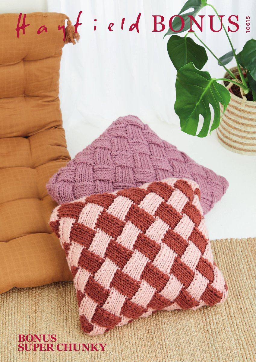 Hayfield 10615 Cushion Cover in Bonus Super Chunky pattern cover