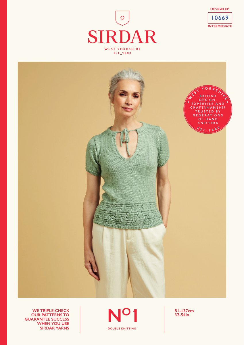 Sirdar 10669 Top in No.1 DK pattern cover