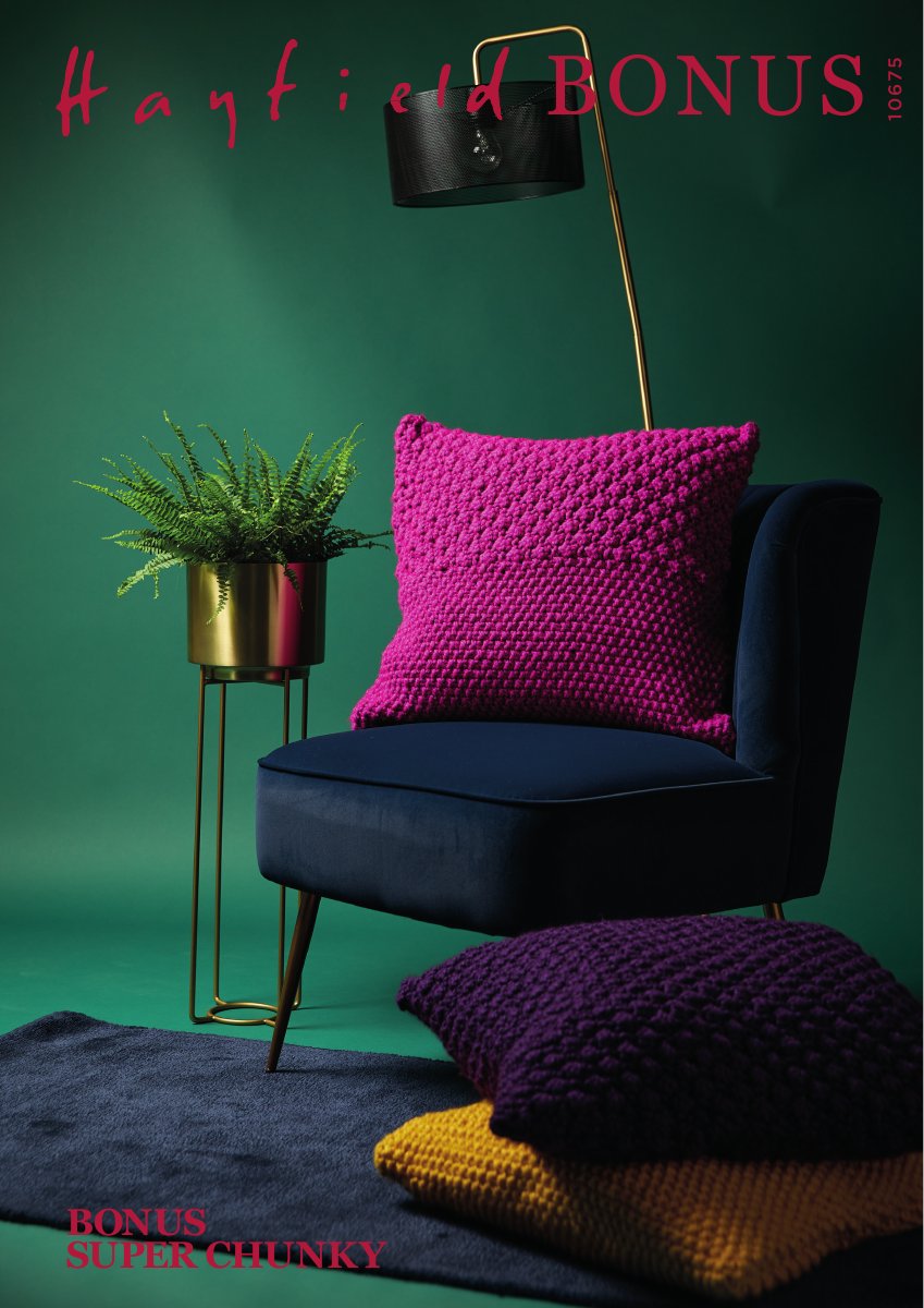 Hayfield 10675 Cushion Covers in Bonus Super Chunky pattern cover