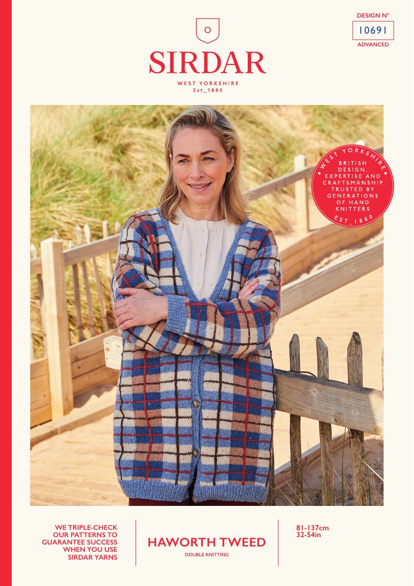 Sirdar 10691 Cardigan in Haworth Tweed DK pattern cover