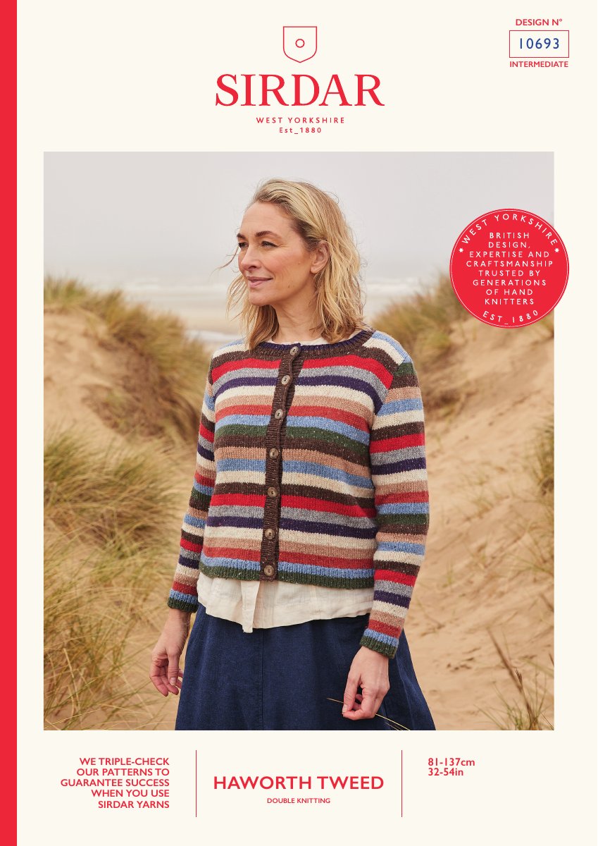 Sirdar 10693 Cardigan in Haworth Tweed DK pattern cover