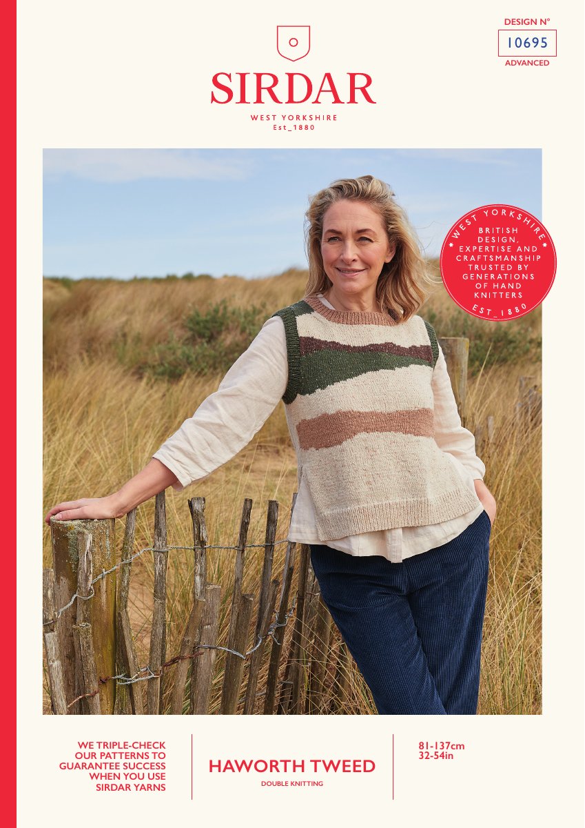 Sirdar 10695 Top in Haworth Tweed DK pattern cover