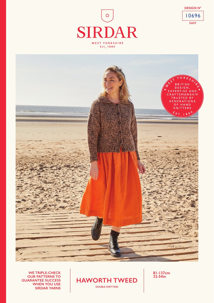 Sirdar 10696 Cardigan in Haworth Tweed DK pattern cover
