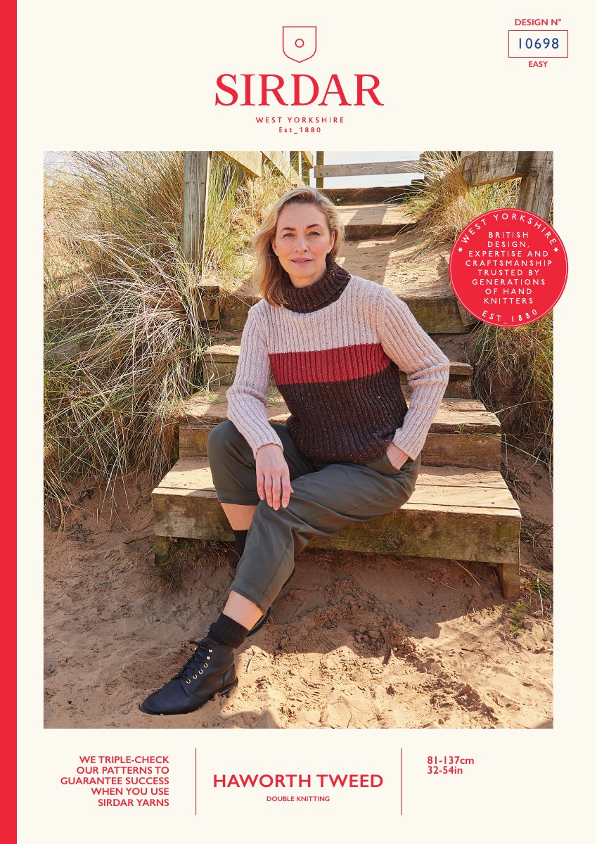 Sirdar 10698 Sweater in Haworth Tweed DK pattern cover