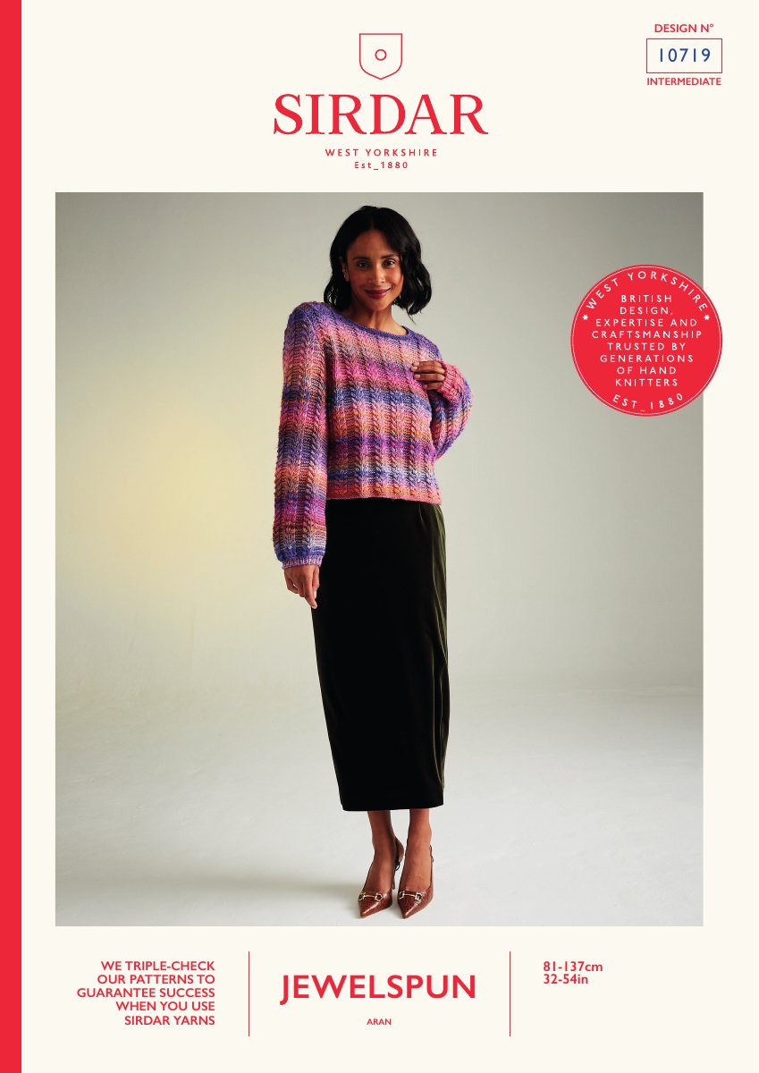 Sirdar 10719 Sweater in Jewelspun Aran pattern cover