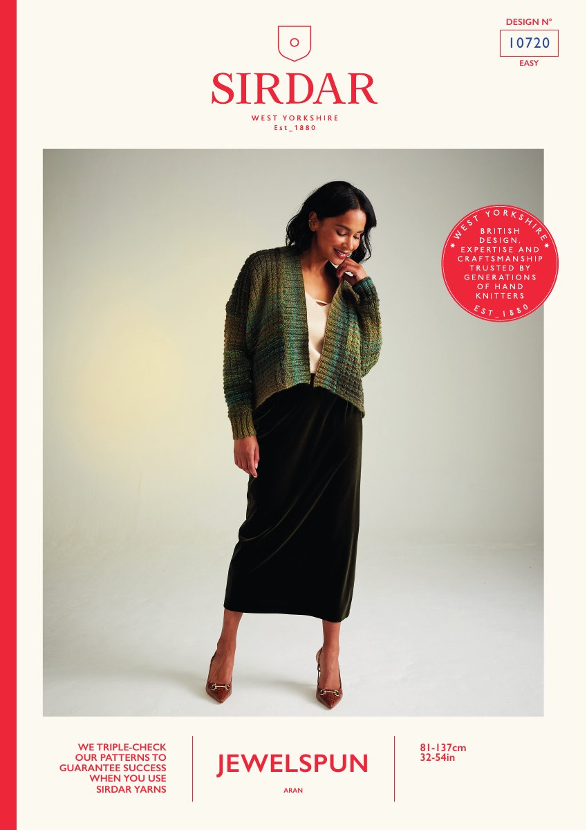 Sirdar 10720 Cardigan in Jewelspun Aran pattern cover