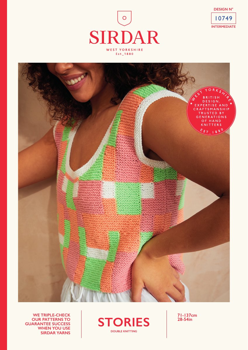 Sirdar 10749 Top in Stories DK pattern cover