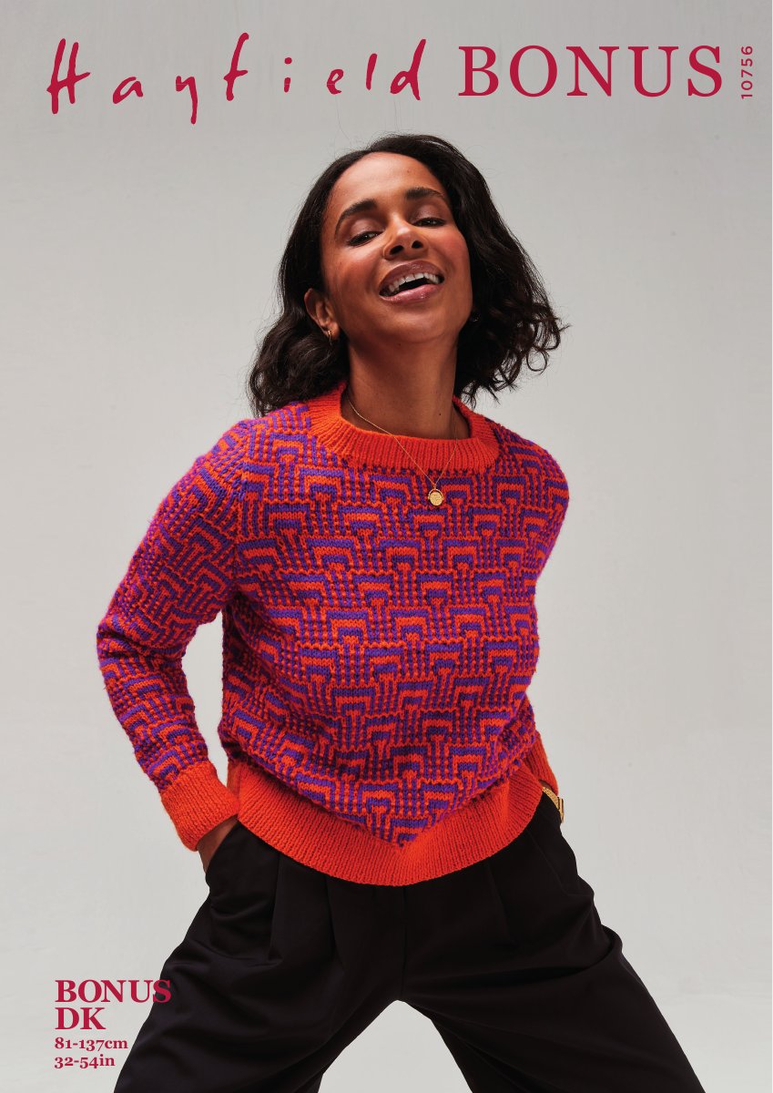 Hayfield 10756 Sweater in Bonus DK pattern cover