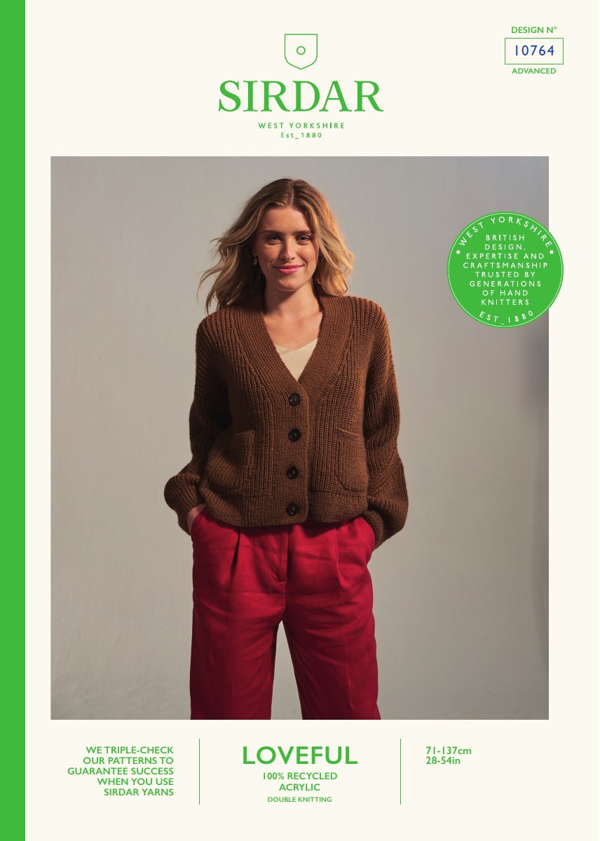 Sirdar 10764 Cardigan in Loveful 100% Recycled Acrylic DK pattern cover