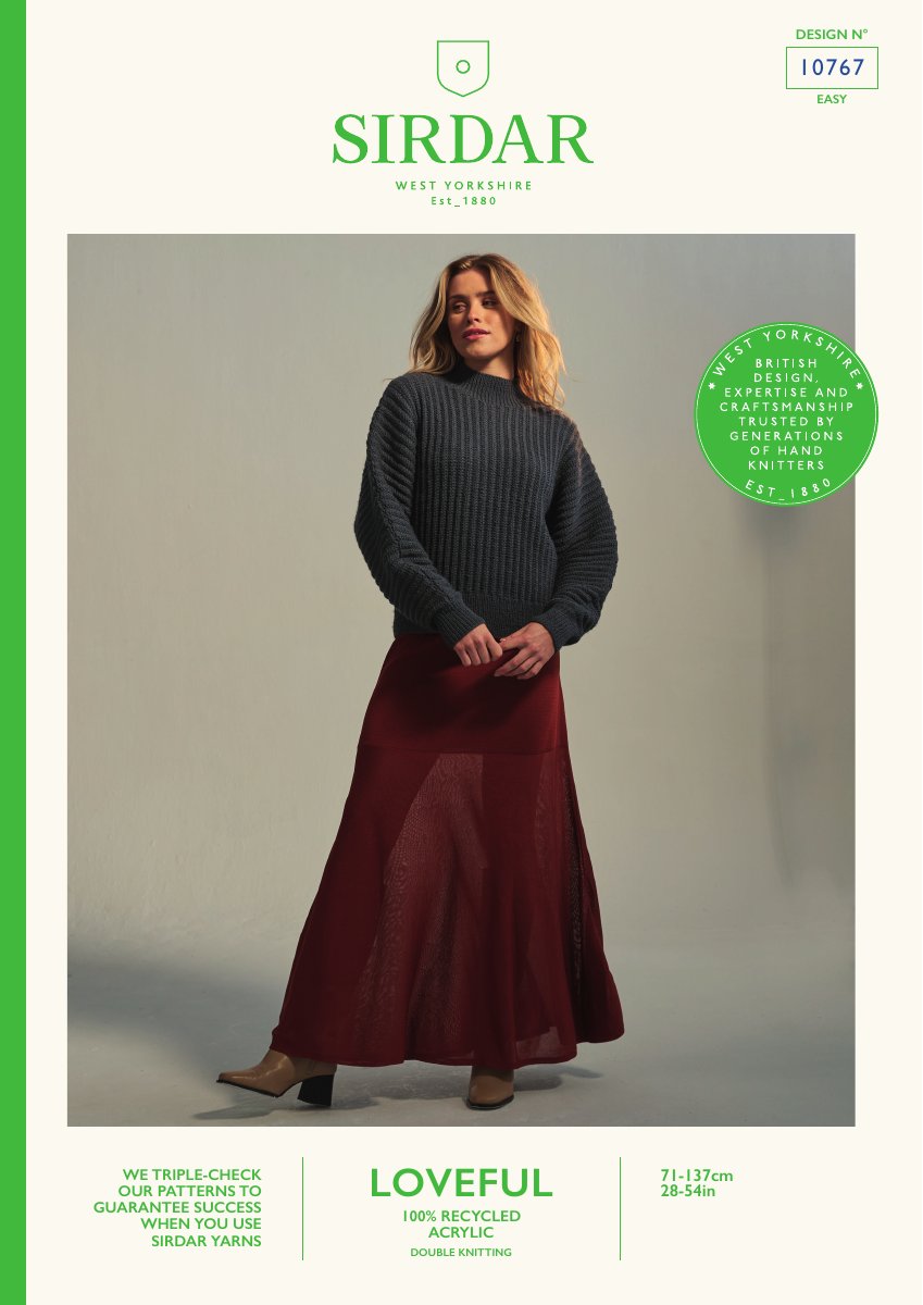 Sirdar 10767 Sweater in Loveful 100% Recycled Acrylic DK pattern cover
