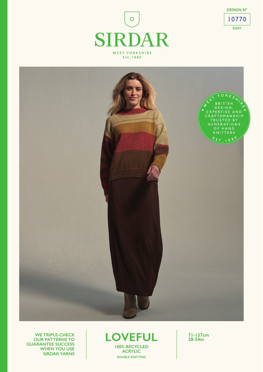 Sirdar 10770 Sweater in Loveful 100% Recycled Acrylic DK pattern cover