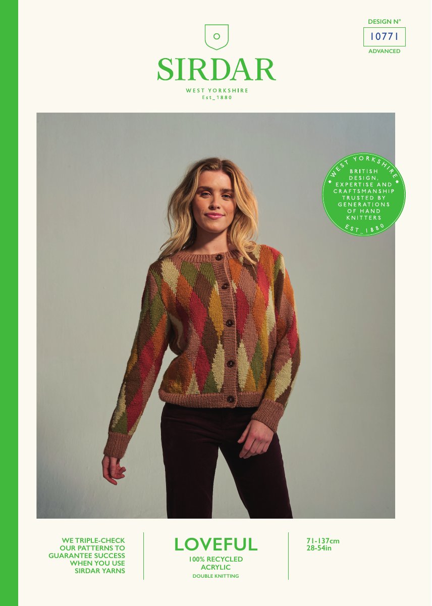 Sirdar 10771 Cardigan in Loveful 100% Recycled Acrylic DK pattern cover