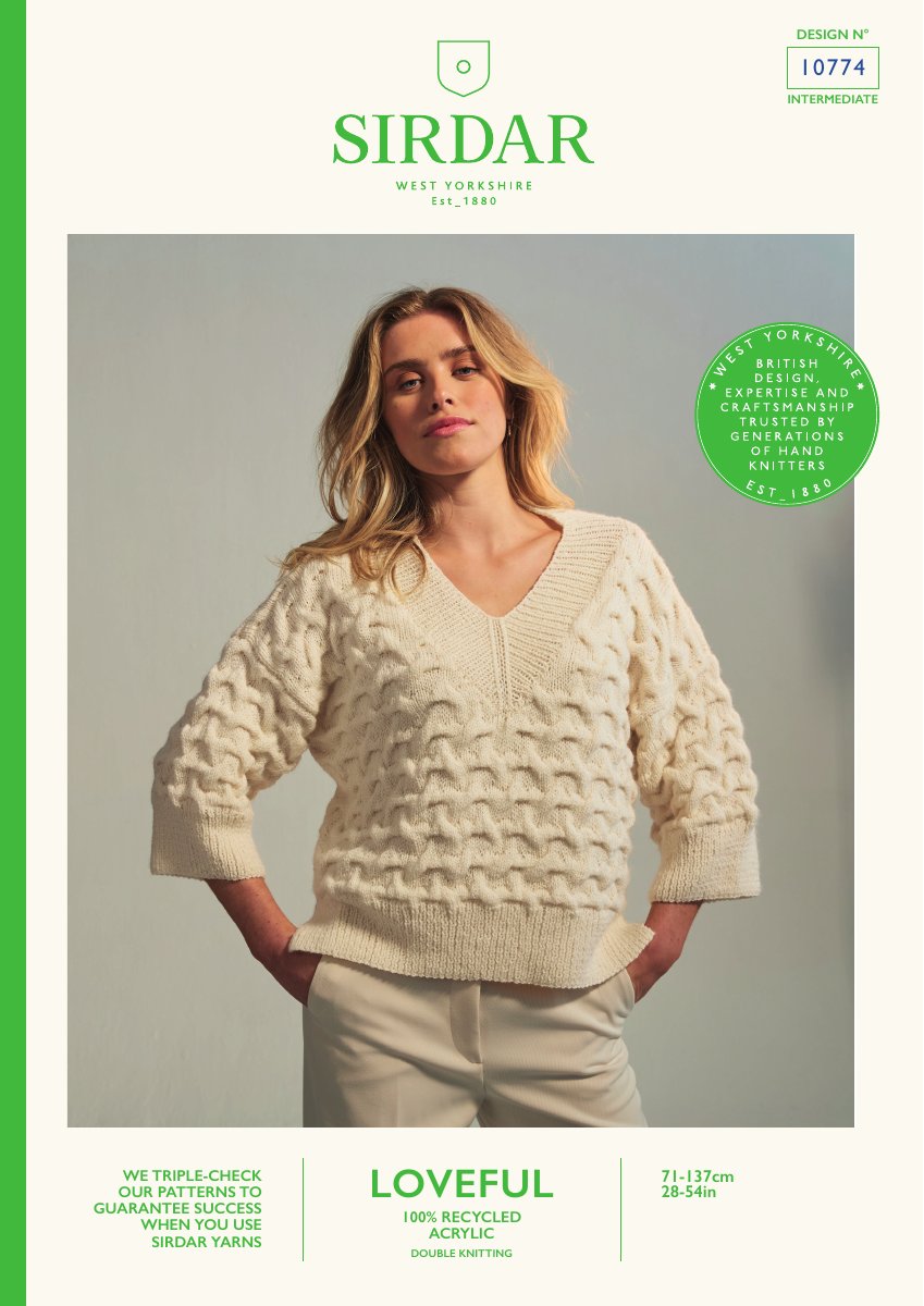 Sirdar 10774 Sweater in Loveful 100% Recycled Acrylic DK pattern cover