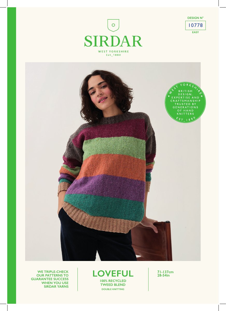 Sirdar 10778 Sweater in Loveful 100% Recycled Tweed DK pattern cover