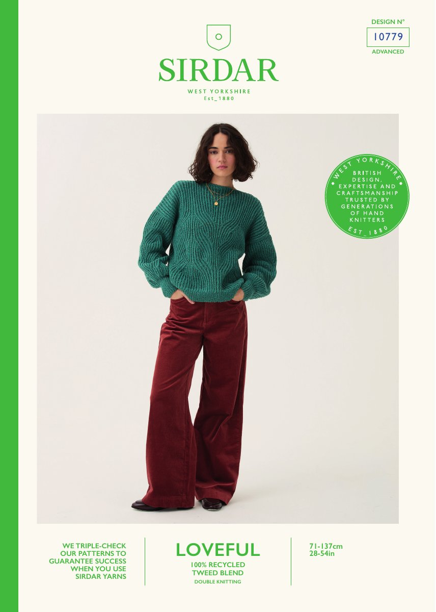 Sirdar 10779 Sweater in Loveful 100% Recycled Tweed DK pattern cover