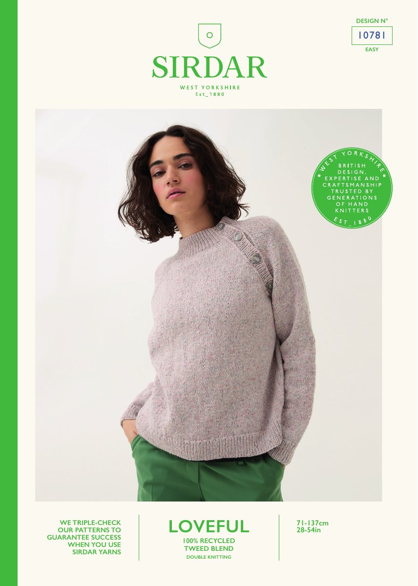 Sirdar 10781 Sweater in Loveful 100% Recycled Tweed DK pattern cover