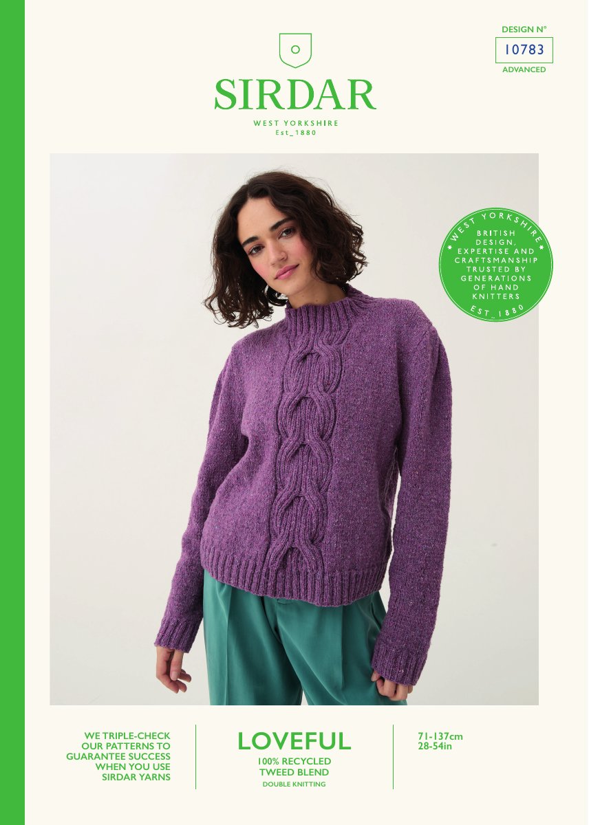 Sirdar 10783 Sweater in Loveful 100% Recycled Tweed DK pattern cover