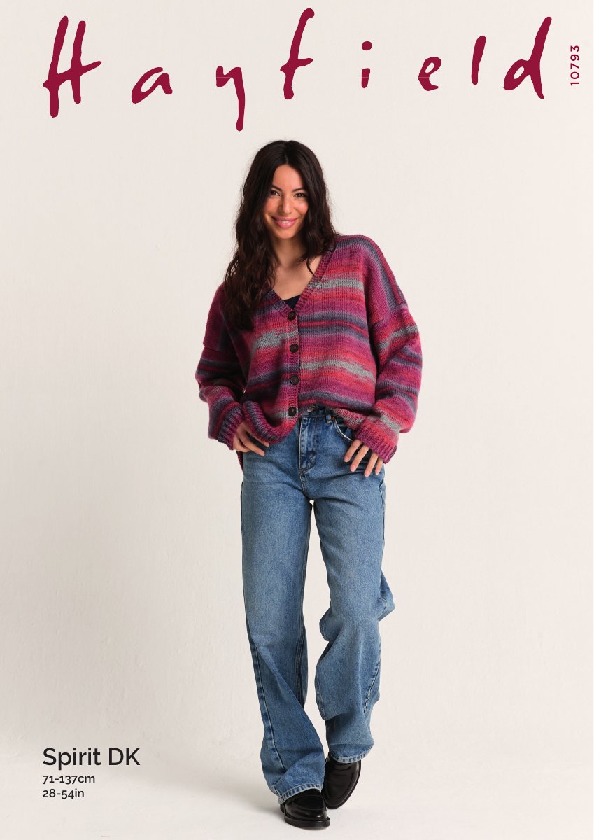 Hayfield 10793 Cardigan in Spirit DK pattern cover