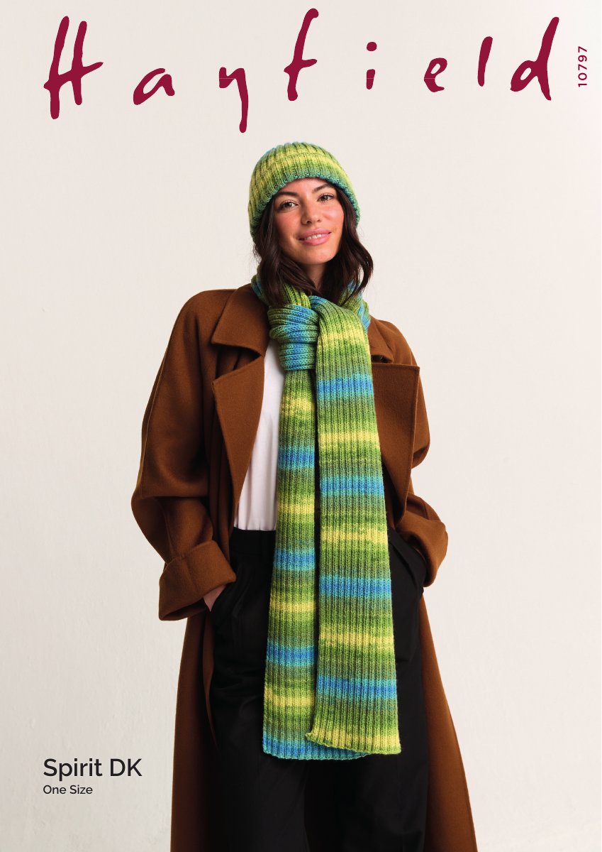 Hayfield 10797 Hat & Scarf in Spirit DK pattern cover