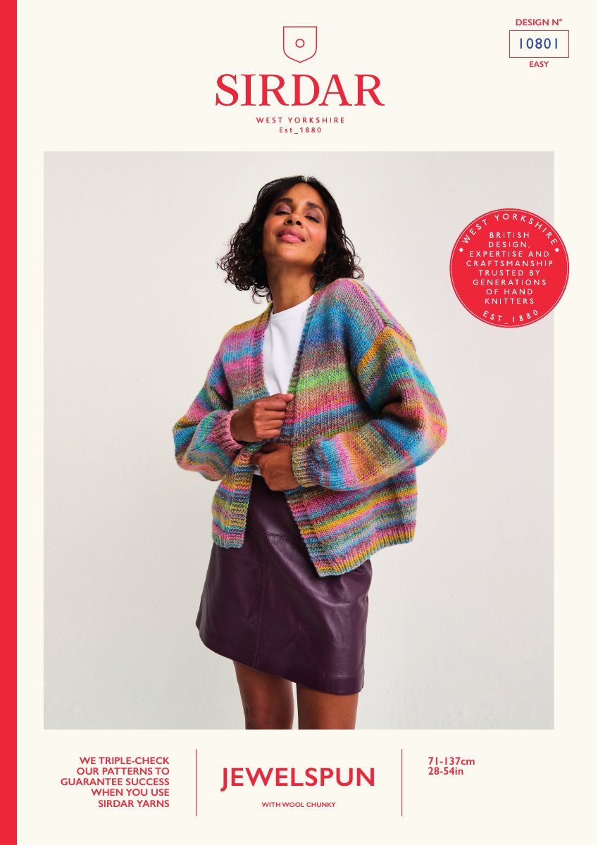 Sirdar 10801 Cardigan in Jewelspun With Wool Chunky pattern cover