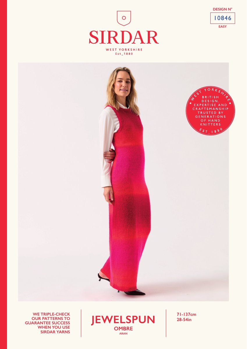 Sirdar 10846 Dress in Jewelspun Ombre Aran pattern cover