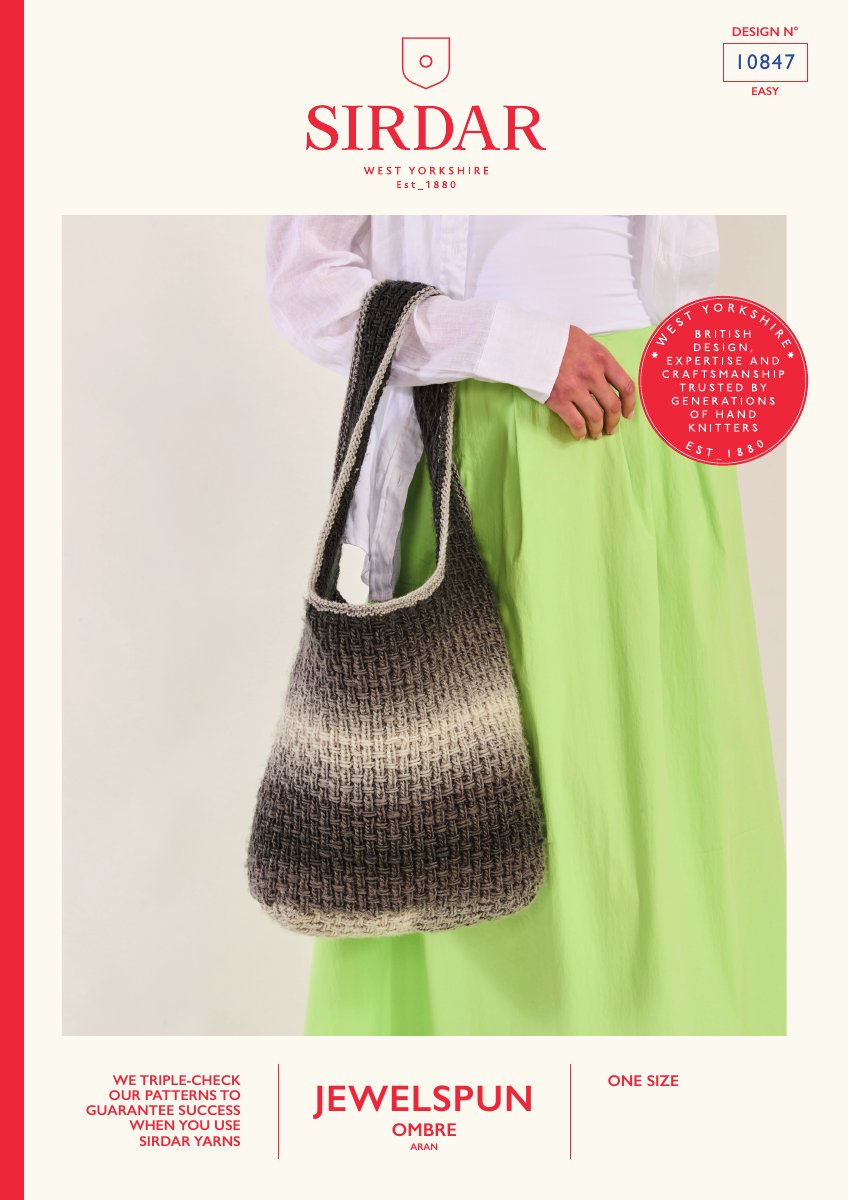 Sirdar 10847 Bag in Jewelspun Ombre Aran pattern cover