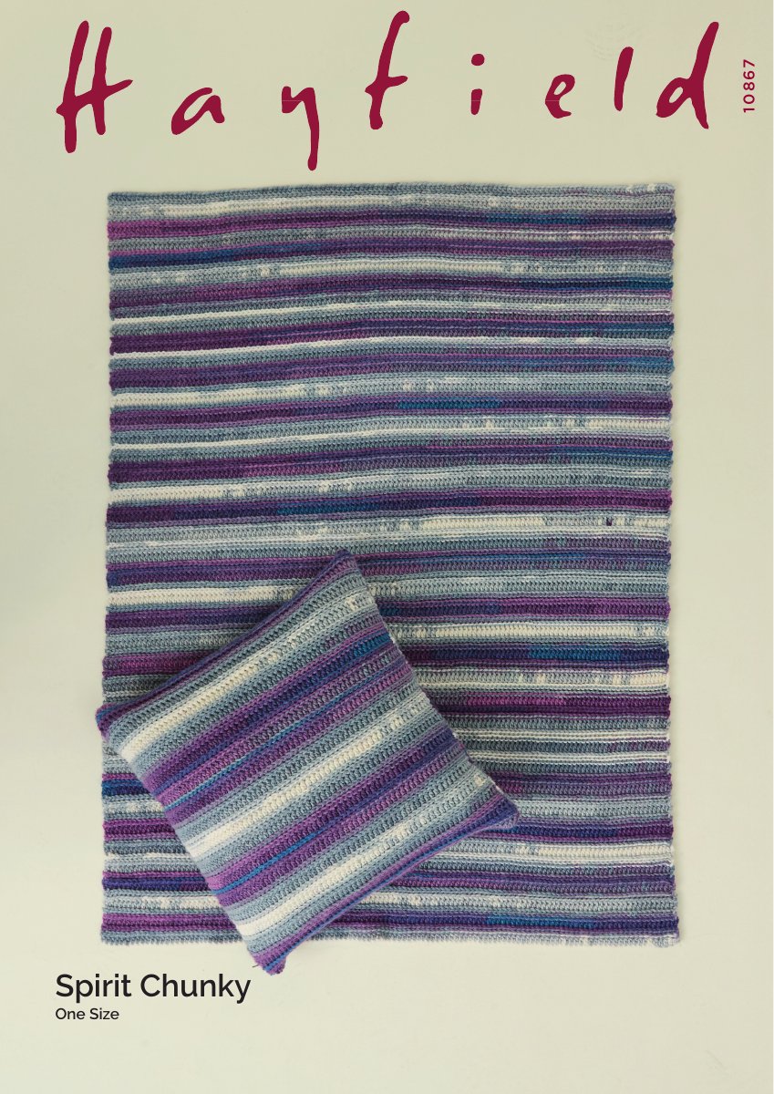 Hayfield 10867 Blanket & Cushion Cover in Spirit Chunky pattern cover