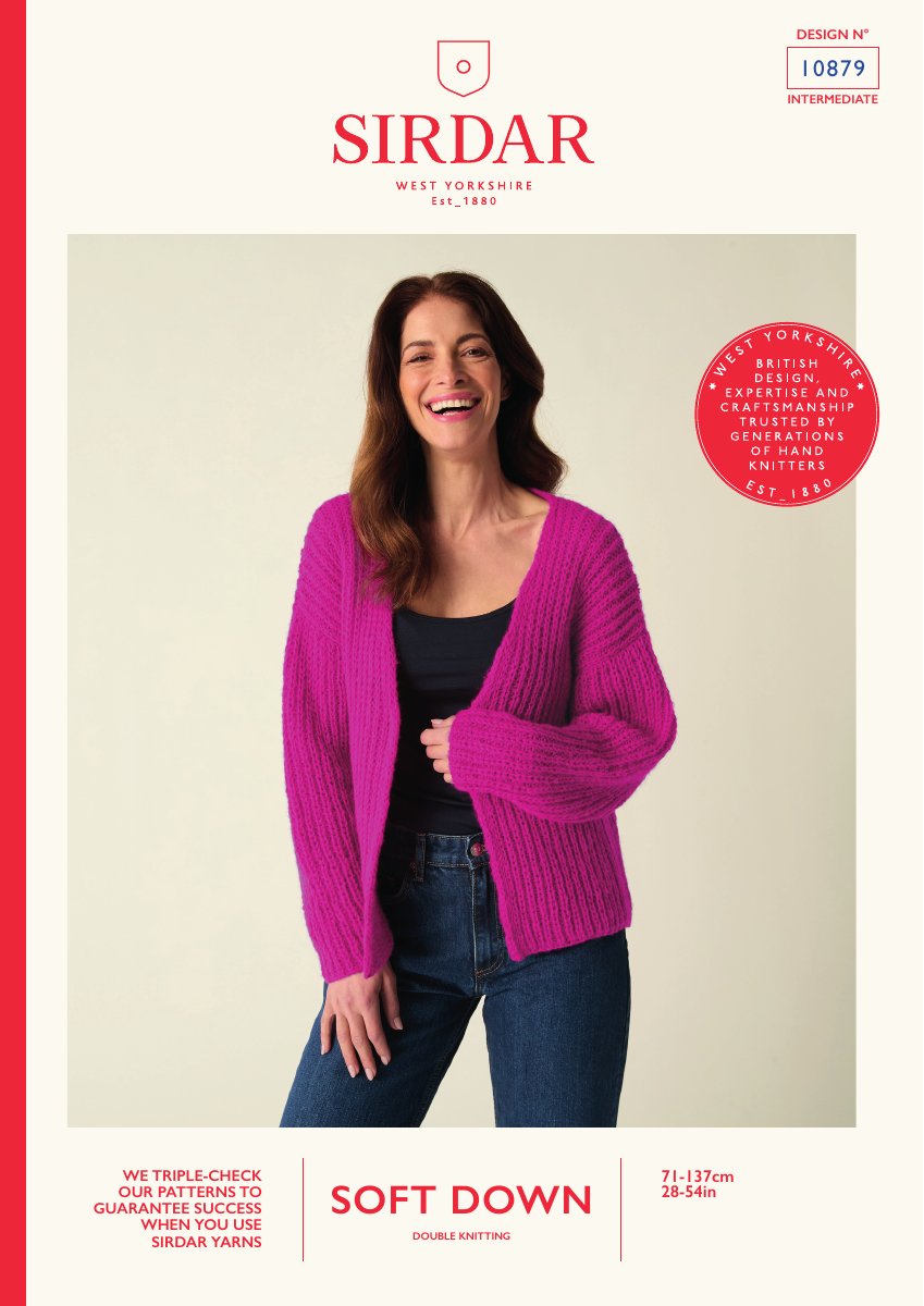 Sirdar 10879 Cardigan in Soft Down DK pattern cover