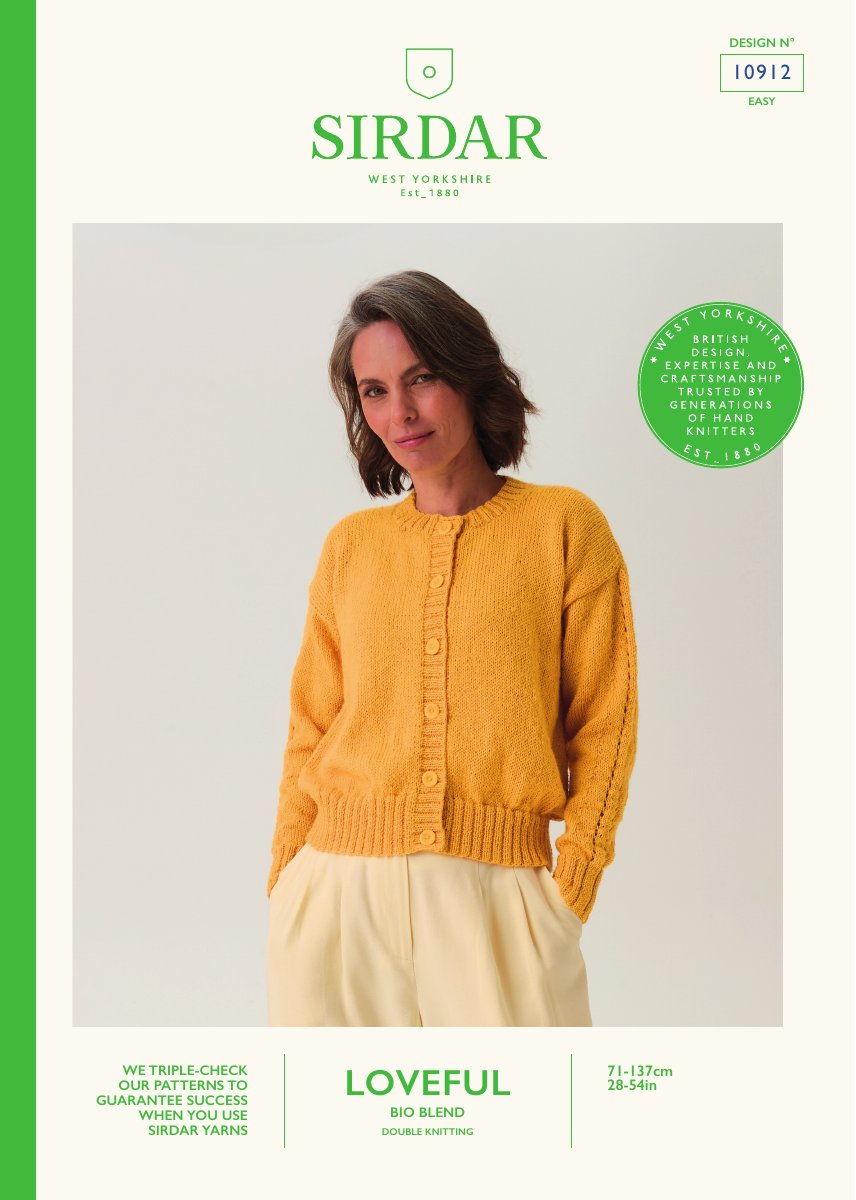 Sirdar 10912 Cardigan in Loveful Bio Blend DK pattern cover