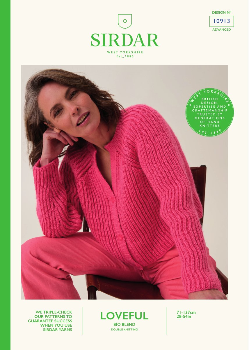 Sirdar 10913 Cardigan in Loveful Bio Blend DK pattern cover