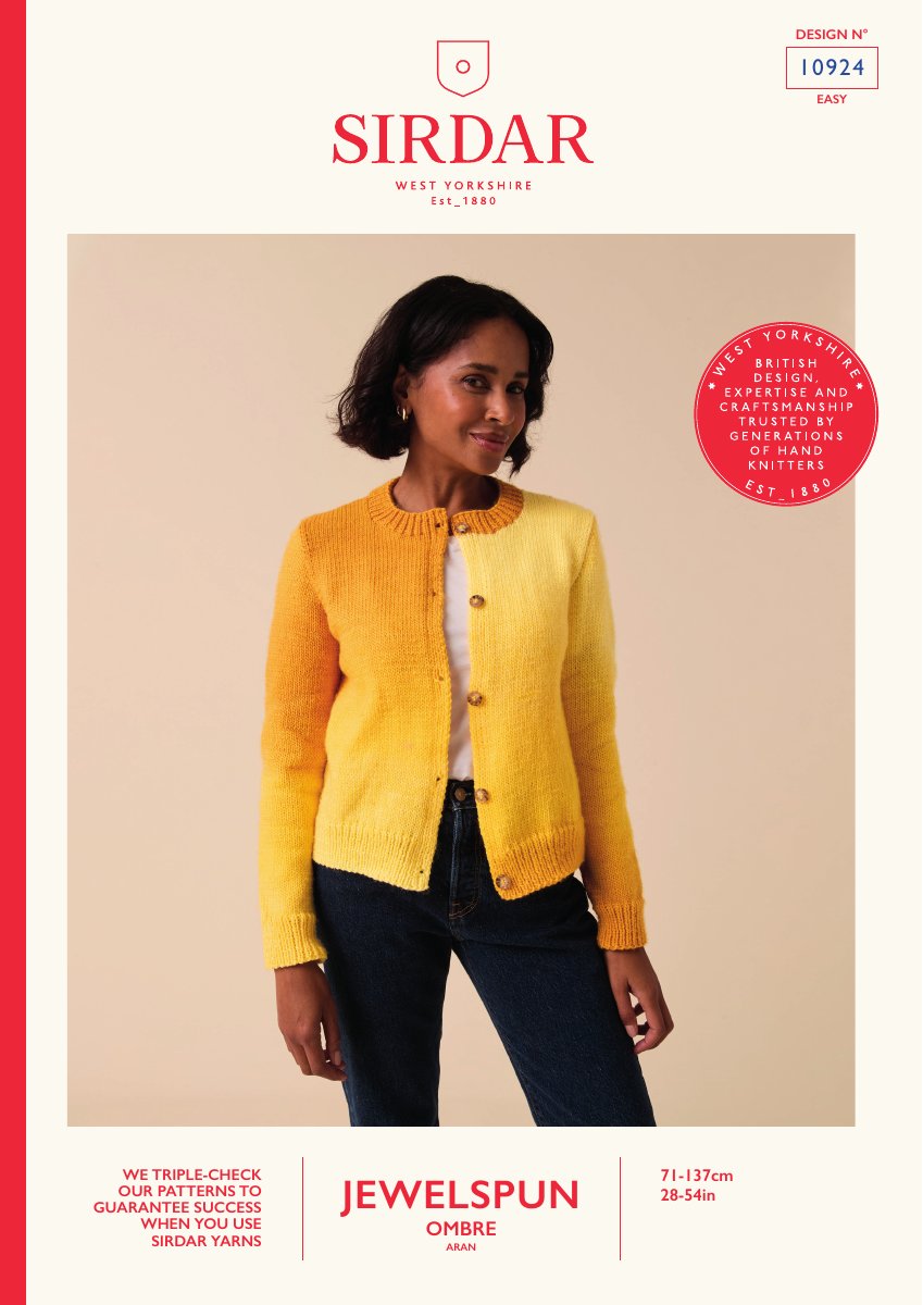Sirdar 10924 Cardigan in Jewelspun Ombre Aran pattern cover